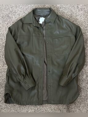 H&M Olive Green Leather Jacket